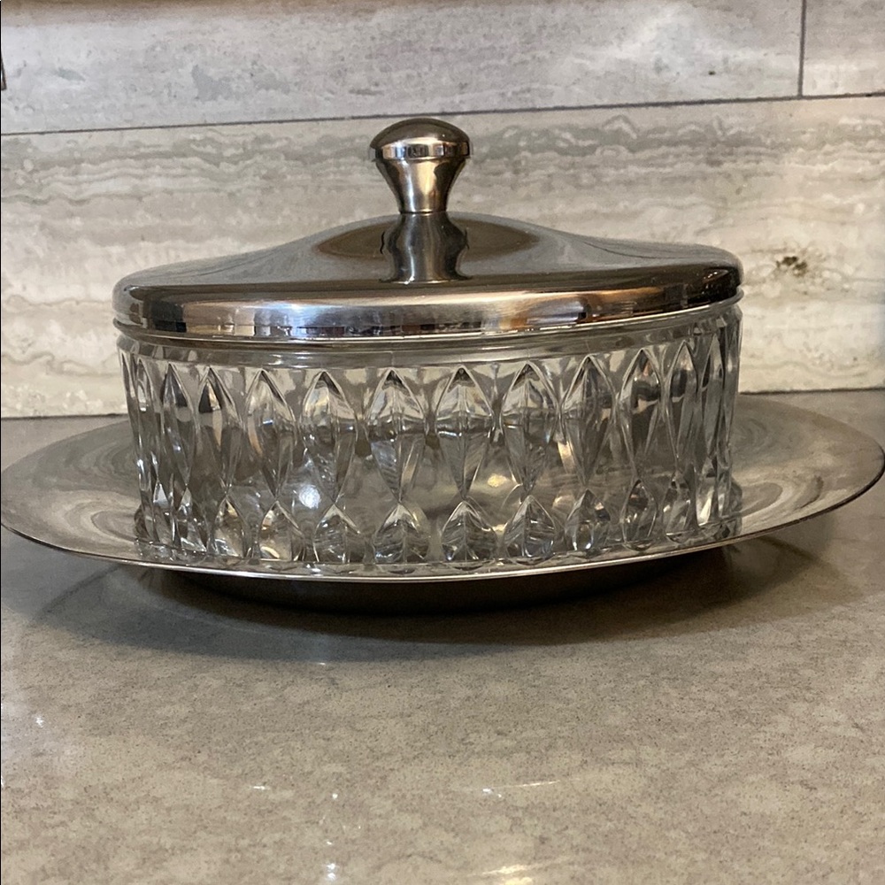 Crystal and Silver serving Dish